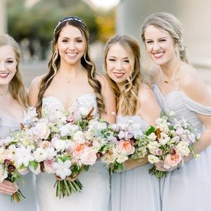 Light Blue Formal Dress - off shoulder sleeves